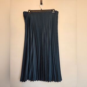 Dark Green Satin Pleated Tea Length JCREW Skirt XL